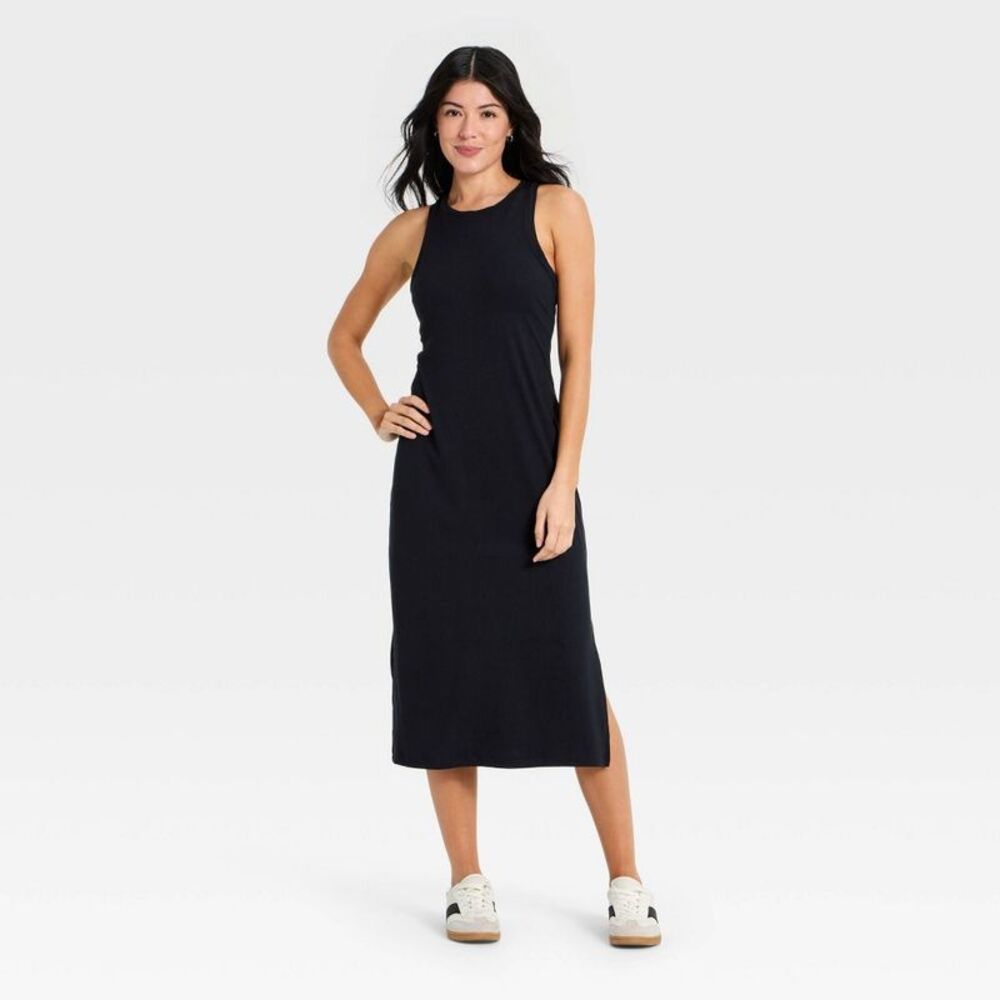 All In Motion - Women's Modal Ribbed Midi Dress - All In Motion Bl Black